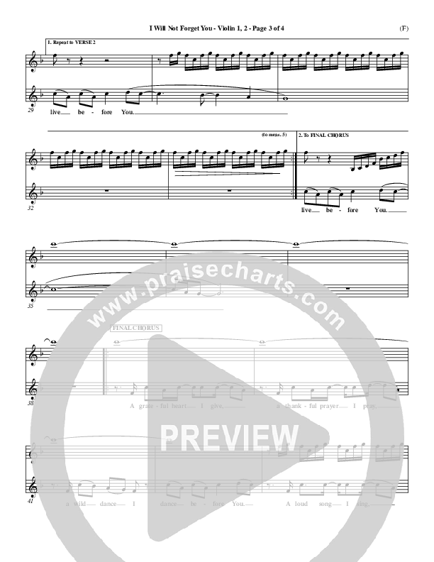 I Will Not Forget You Violin 1/2 ()