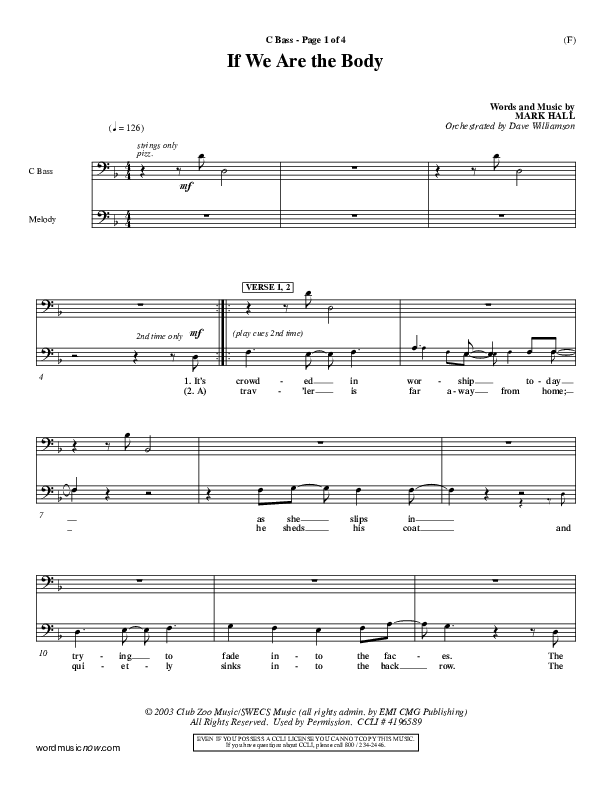 If We Are The Body Contrabass (Mark Hall)