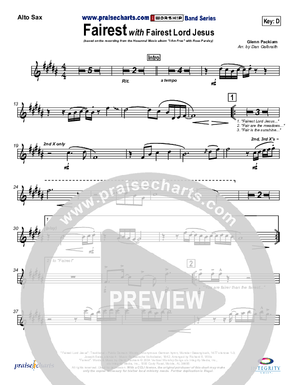 Fairest (with Fairest Lord Jesus) Alto Sax (New Life Worship)