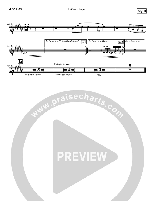 Fairest (with Fairest Lord Jesus) Alto Sax (New Life Worship)