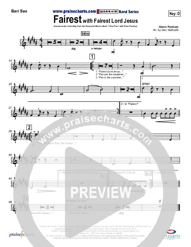 Fairest (with Fairest Lord Jesus) Bari Sax (New Life Worship)