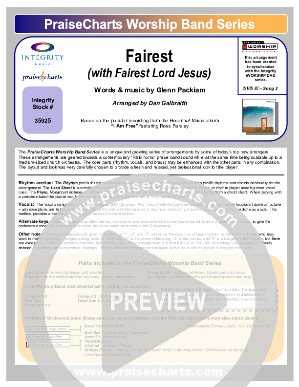 Fairest (with Fairest Lord Jesus) Cover Sheet (New Life Worship)