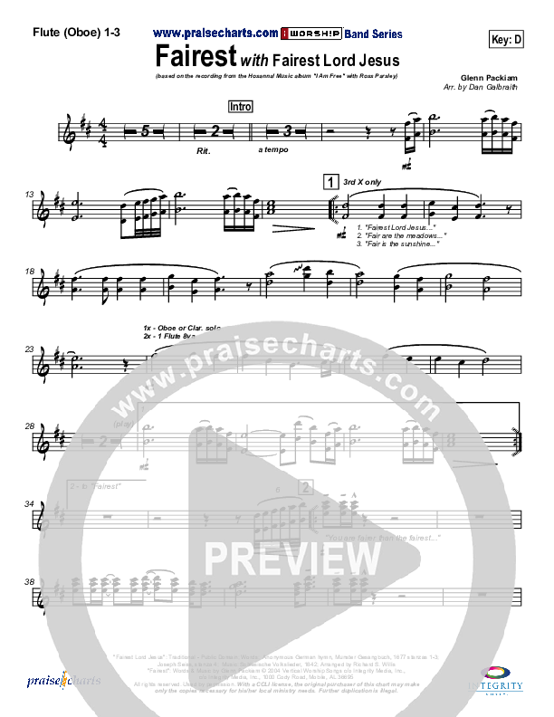 Fairest (with Fairest Lord Jesus) Flute/Oboe 1/2/3 (New Life Worship)