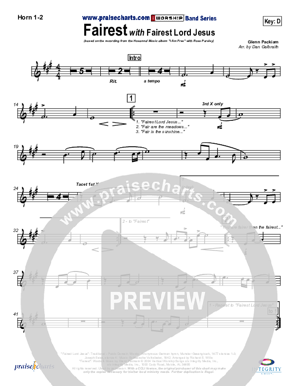 Fairest (with Fairest Lord Jesus) French Horn 1/2 (New Life Worship)