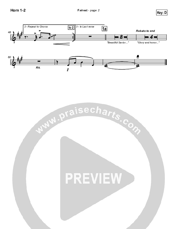 Fairest (with Fairest Lord Jesus) French Horn 1/2 (New Life Worship)