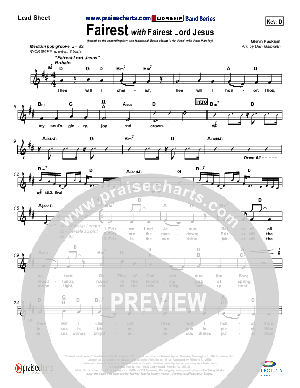 Fairest (with Fairest Lord Jesus) Lead Sheet (New Life Worship)
