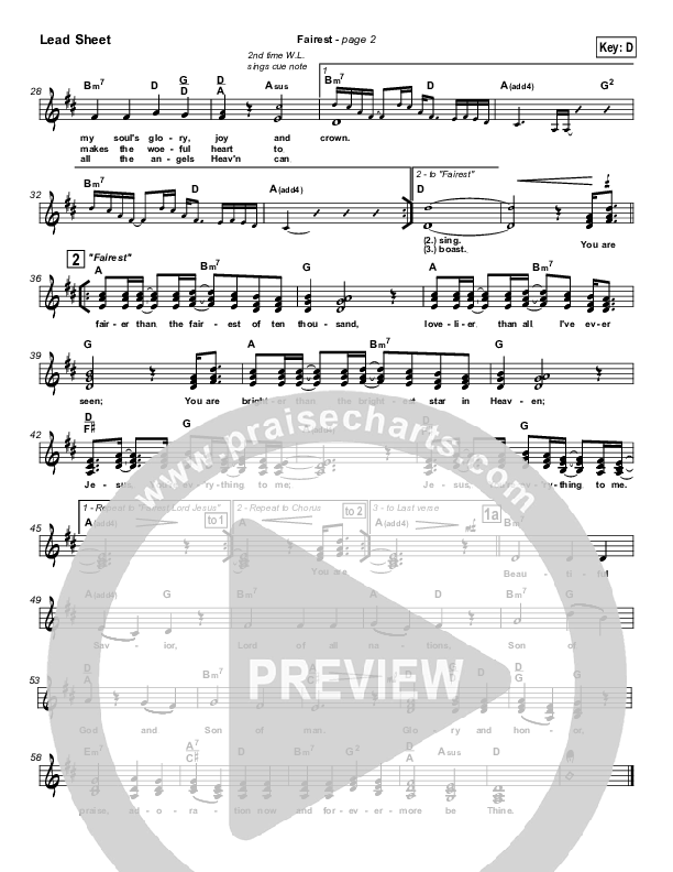 Fairest (with Fairest Lord Jesus) Lead Sheet (SAT) (New Life Worship)