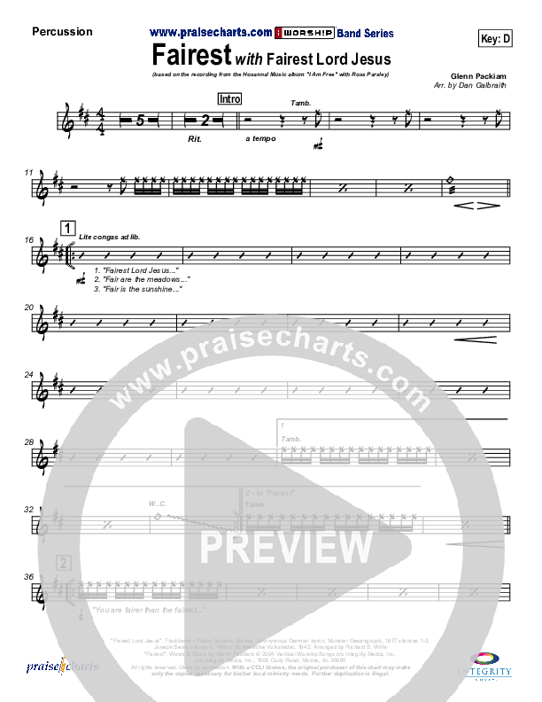 Fairest (with Fairest Lord Jesus) Percussion (New Life Worship)