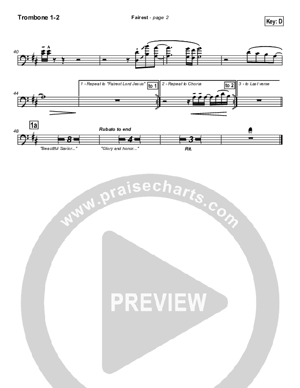 Fairest (with Fairest Lord Jesus) Trombone 1/2 (New Life Worship)