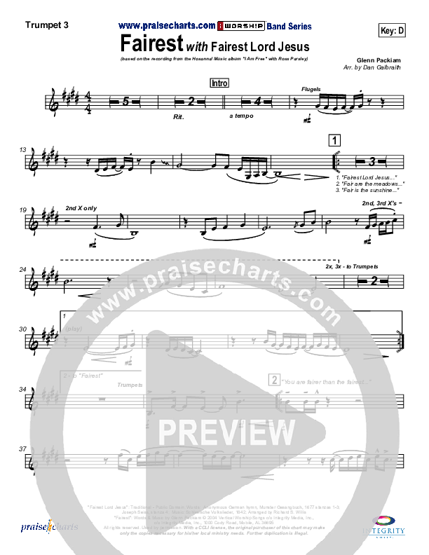 Fairest (with Fairest Lord Jesus) Trumpet 3 (New Life Worship)
