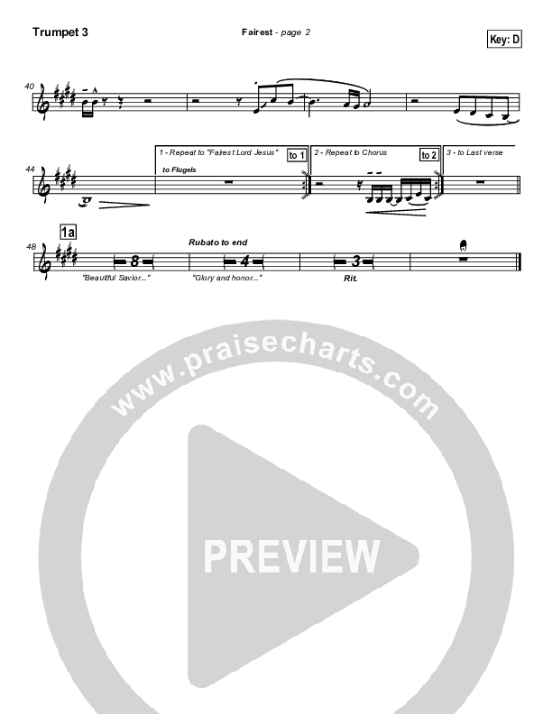 Fairest (with Fairest Lord Jesus) Trumpet 3 (New Life Worship)