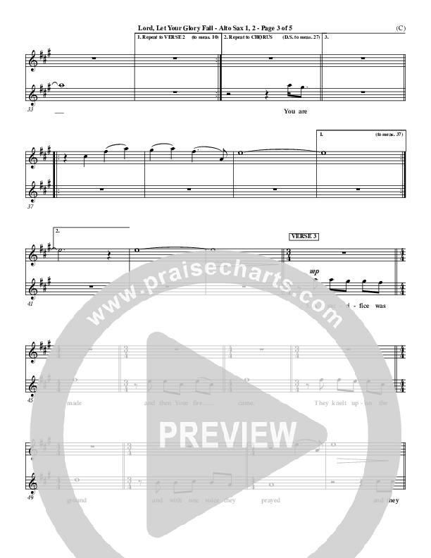 Lord Let Your Glory Fall Alto Sax 1/2 (Matt Redman)