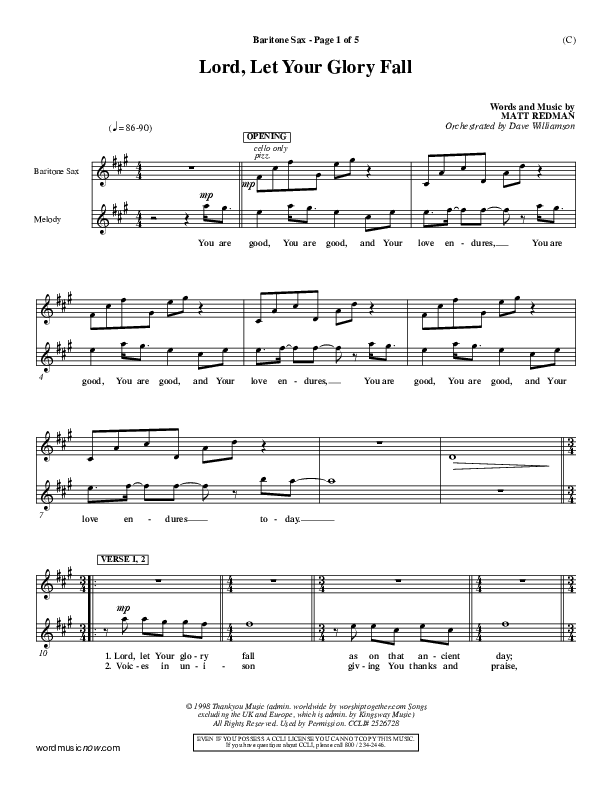 Lord Let Your Glory Fall Bari Sax (Matt Redman)