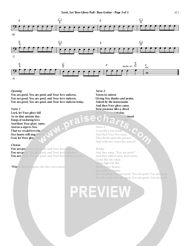 Lord Let Your Glory Fall Rhythm Chart (Matt Redman)