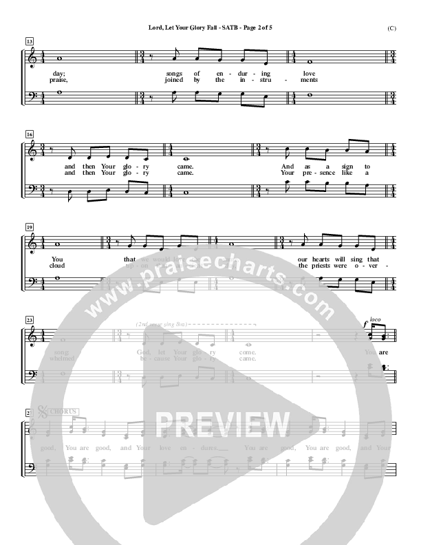 Lord Let Your Glory Fall Choir Sheet (SATB) (Matt Redman)