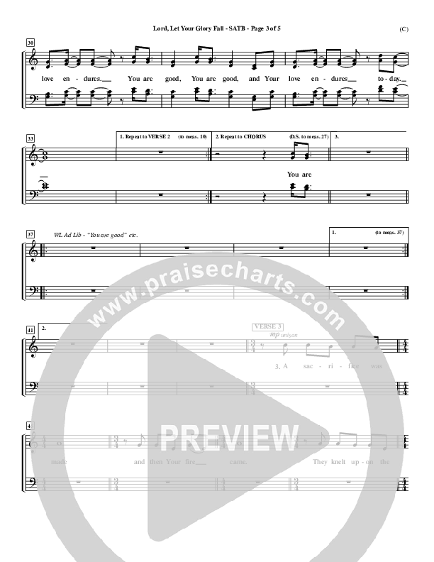 Lord Let Your Glory Fall Choir Sheet (SATB) (Matt Redman)