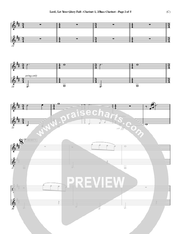 Lord Let Your Glory Fall Clarinet 1/2, Bass Clarinet (Matt Redman)