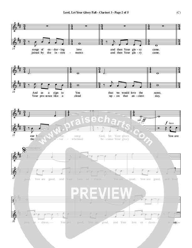 Lord Let Your Glory Fall Clarinet 3 (Matt Redman)