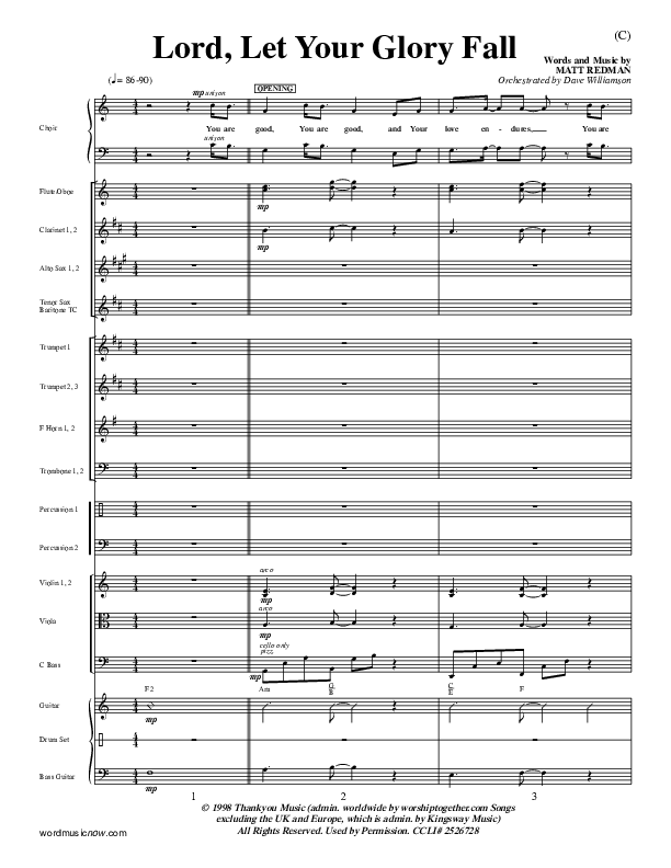 Lord Let Your Glory Fall Conductor's Score (Matt Redman)