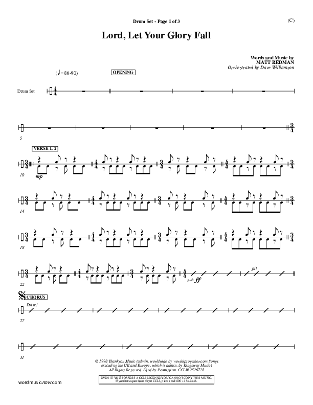Lord Let Your Glory Fall Drum Set (Matt Redman)