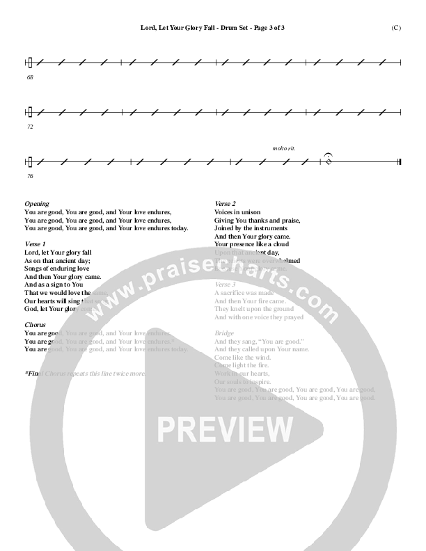 Lord Let Your Glory Fall Drum Set (Matt Redman)