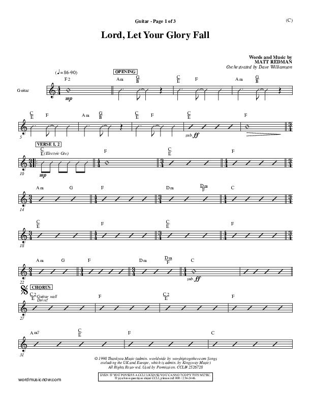 Lord Let Your Glory Fall Guitar (Matt Redman)