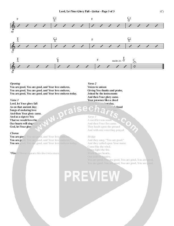 Lord Let Your Glory Fall Guitar (Matt Redman)