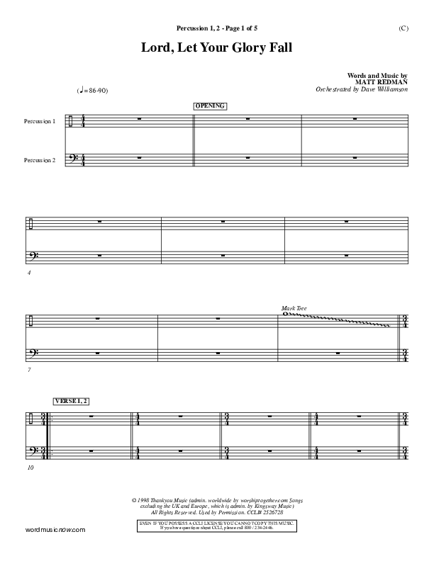 Lord Let Your Glory Fall Percussion 1/2 (Matt Redman)
