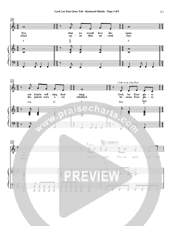 Lord Let Your Glory Fall Piano/Vocal (Matt Redman)