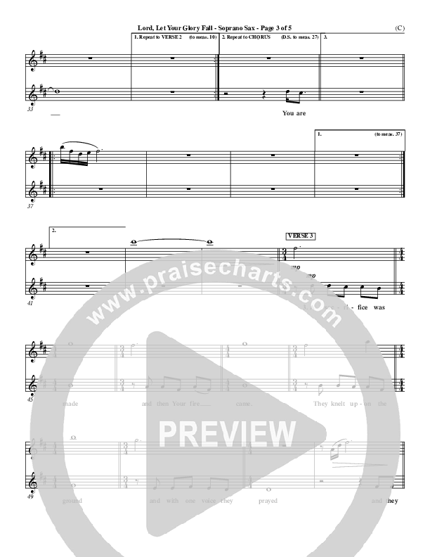 Lord Let Your Glory Fall Soprano Sax (Matt Redman)