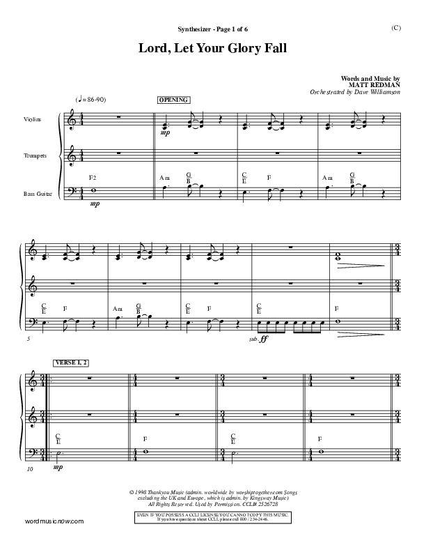 Lord Let Your Glory Fall Synth (Matt Redman)