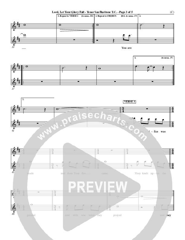 Lord Let Your Glory Fall Tenor Sax/Baritone T.C. (Matt Redman)