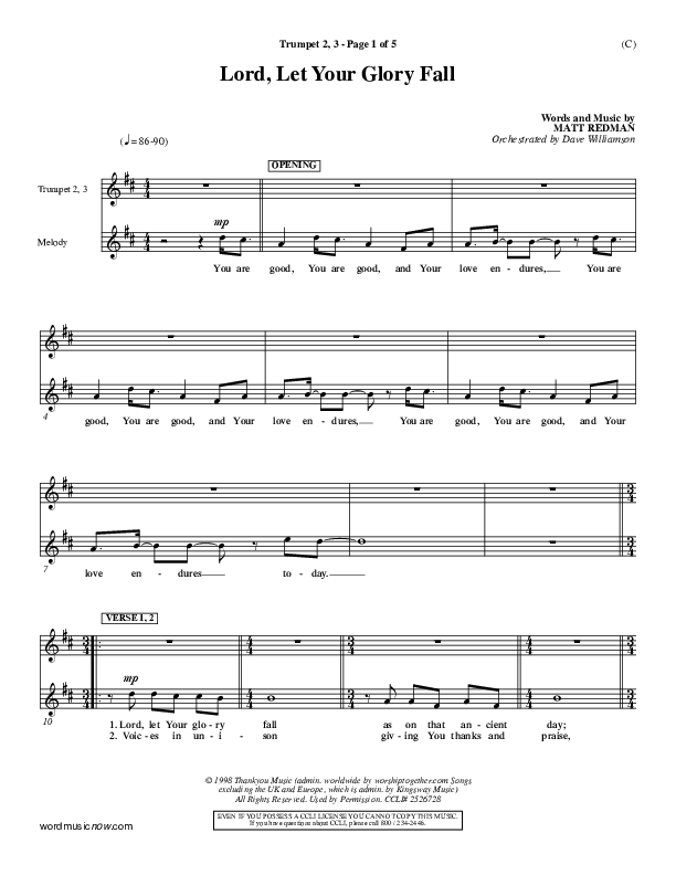 Lord Let Your Glory Fall Trumpet 2/3 (Matt Redman)