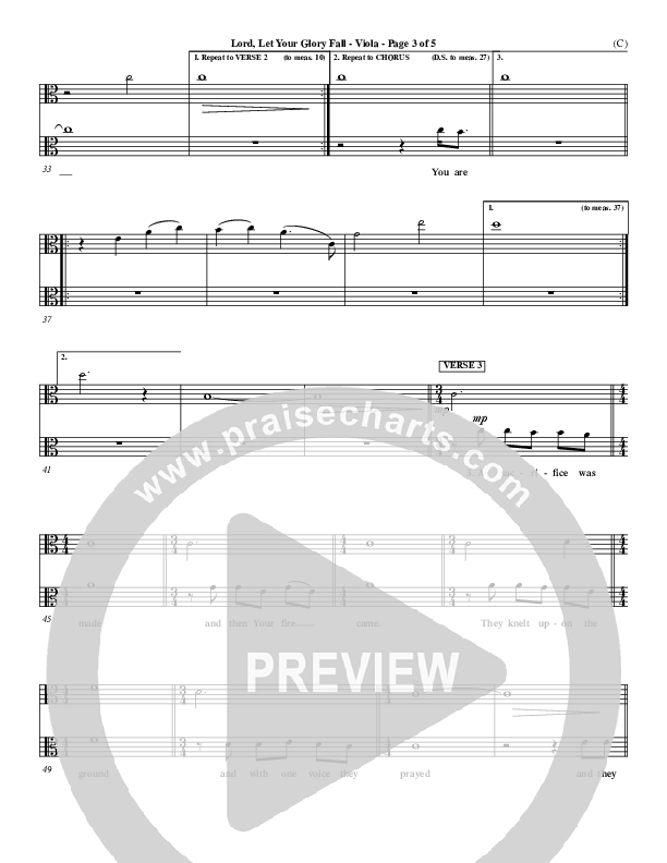 Lord Let Your Glory Fall Viola (Matt Redman)