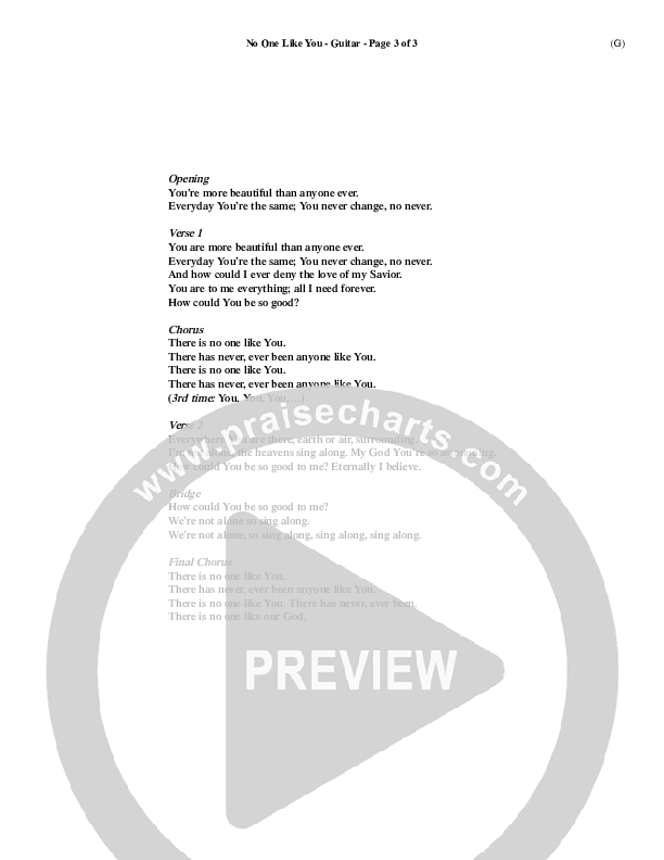 No One Like You Guitar (David Crowder)