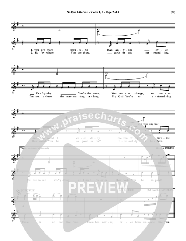 No One Like You Violin 1/2 (David Crowder)