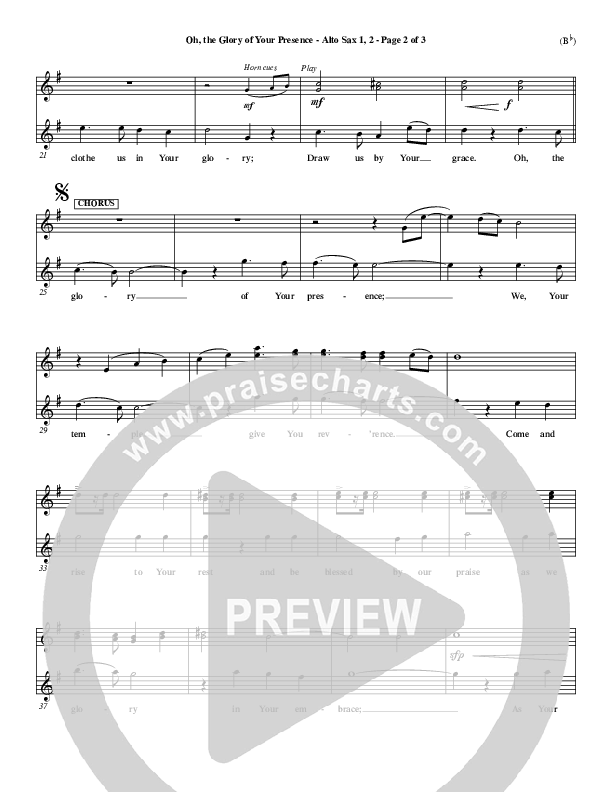 Oh The Glory Of Your Presence Alto Sax 1/2 (Steve Fry)