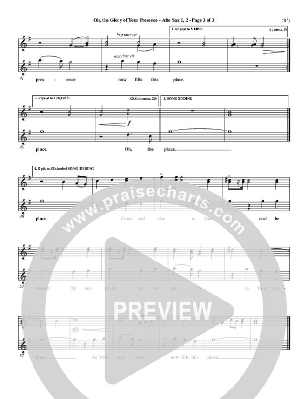 Oh The Glory Of Your Presence Alto Sax 1/2 (Steve Fry)