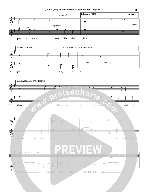 Oh The Glory Of Your Presence Bari Sax (Steve Fry)