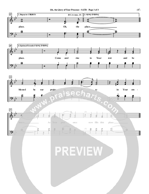 Oh The Glory Of Your Presence Choir Vocals (SATB) (Steve Fry)