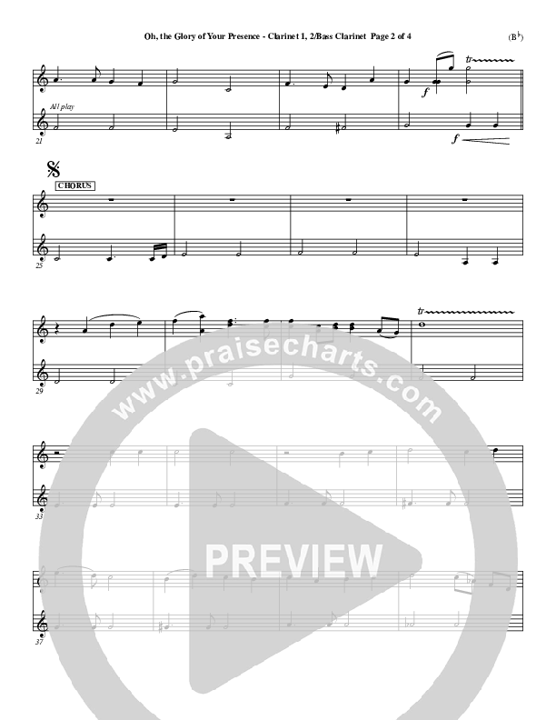 Oh The Glory Of Your Presence Clarinet 1/2, Bass Clarinet (Steve Fry)