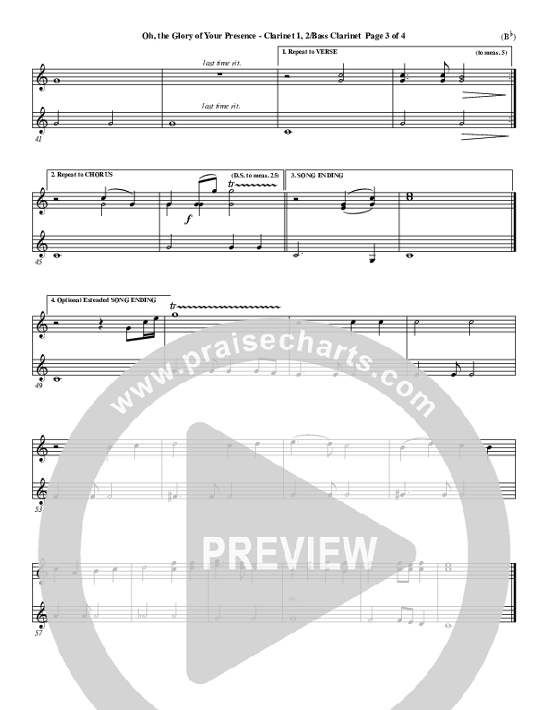 Oh The Glory Of Your Presence Clarinet 1/2, Bass Clarinet (Steve Fry)