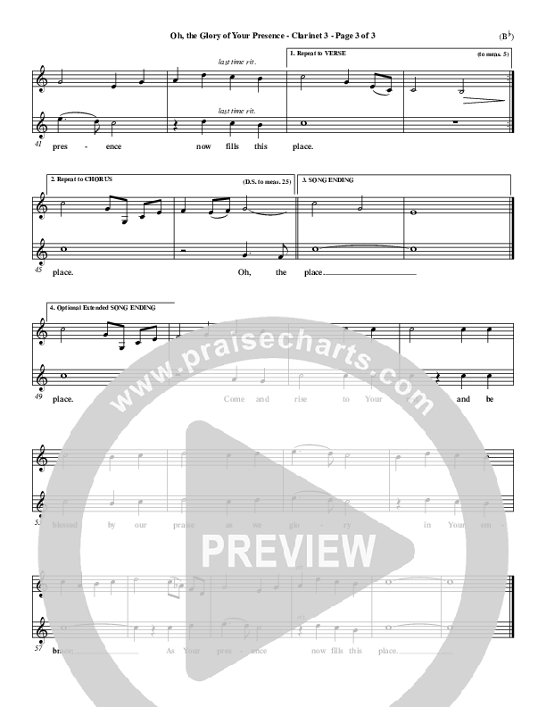 Oh The Glory Of Your Presence Clarinet 3 (Steve Fry)