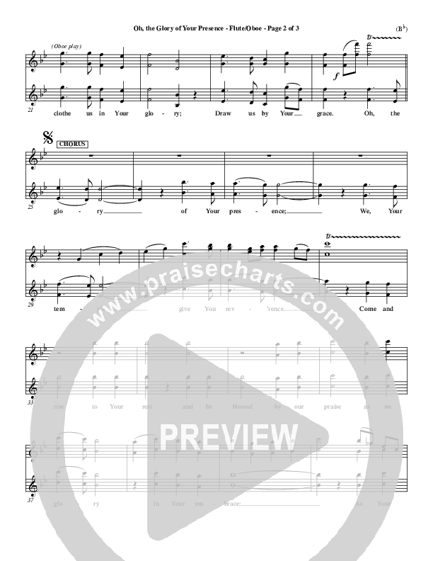 Oh The Glory Of Your Presence Flute/Oboe (Steve Fry)