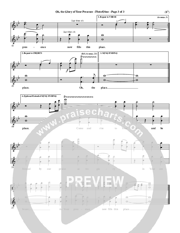 Oh The Glory Of Your Presence Flute/Oboe (Steve Fry)