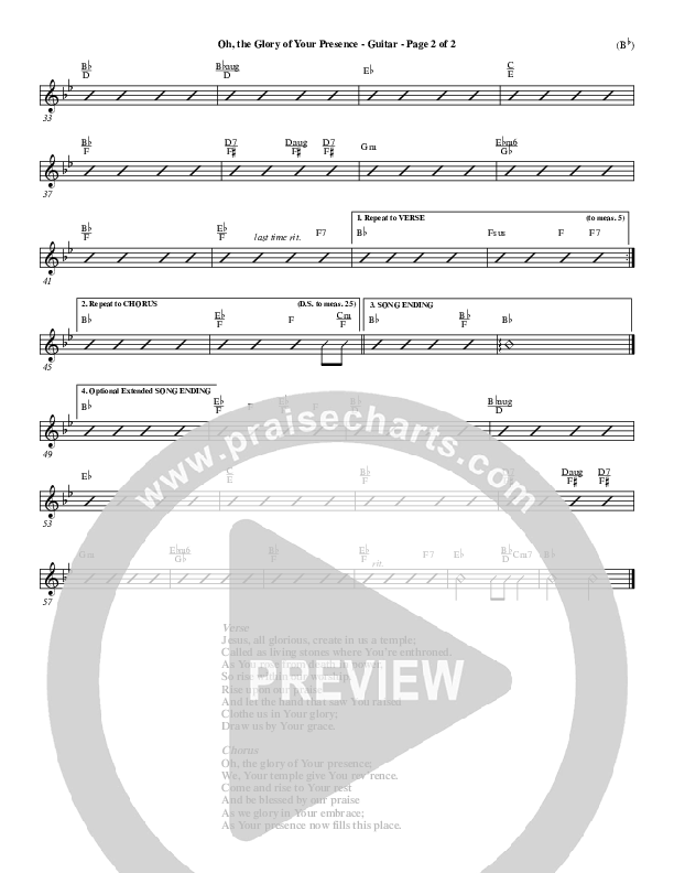 Oh The Glory Of Your Presence Guitar (Steve Fry)