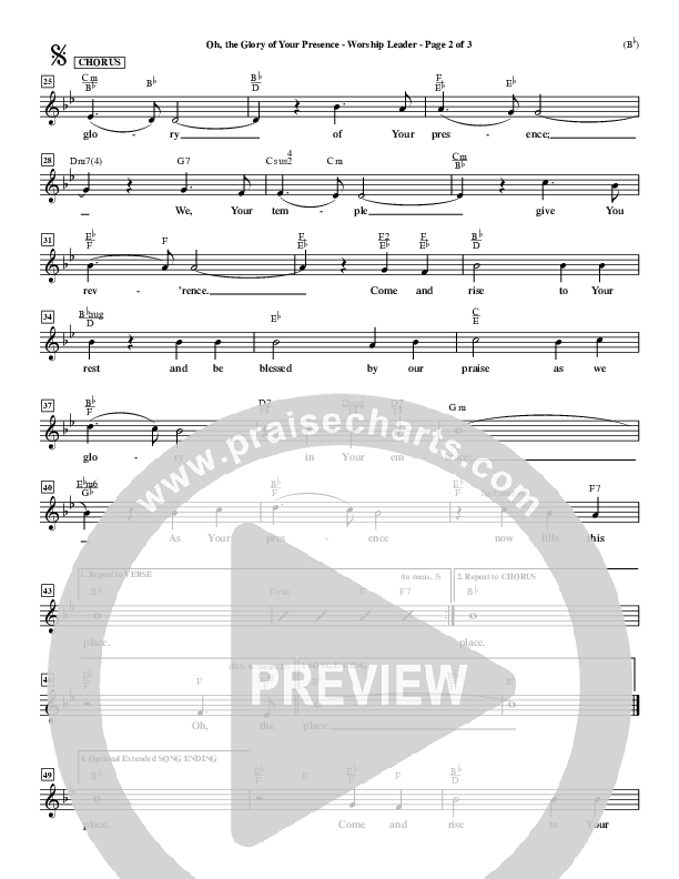 Oh The Glory Of Your Presence Lead Sheet (Steve Fry)