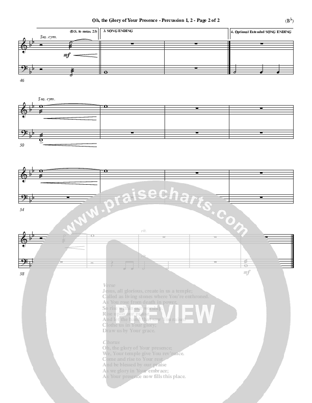 Oh The Glory Of Your Presence Percussion 1/2 (Steve Fry)