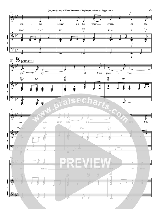 Oh The Glory Of Your Presence Piano/Vocal (Steve Fry)