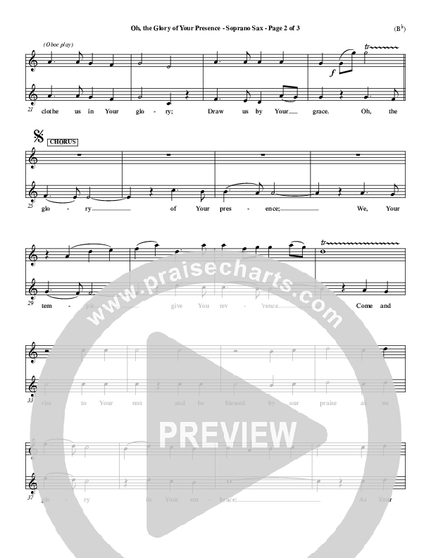 Oh The Glory Of Your Presence Soprano Sax (Steve Fry)